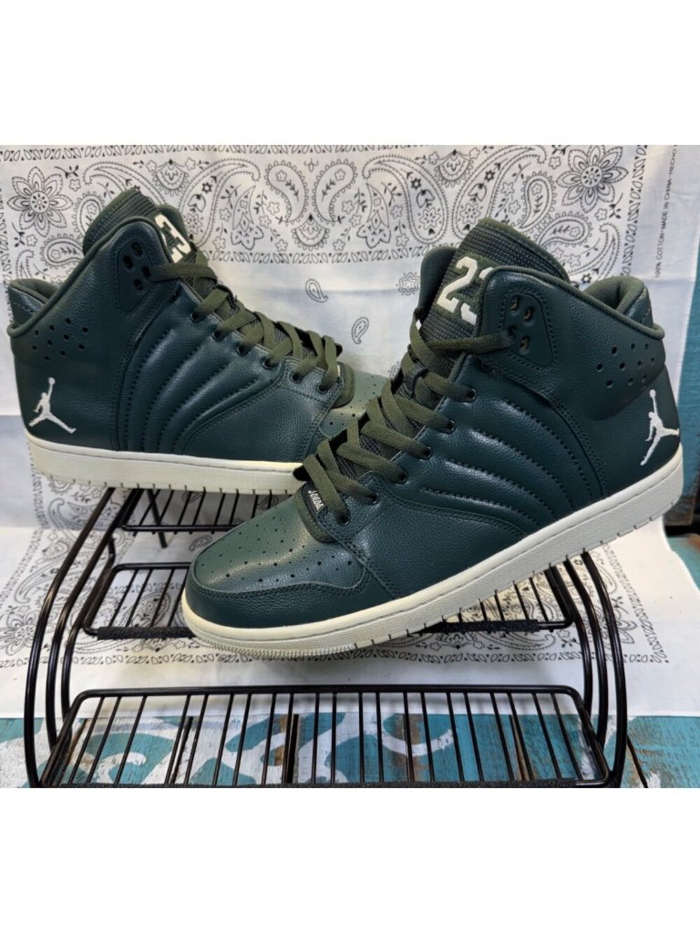 Nike Air Jordan 1 Flight 4 820135-300 Green Basketball Shoes Men's Size 11 EUC